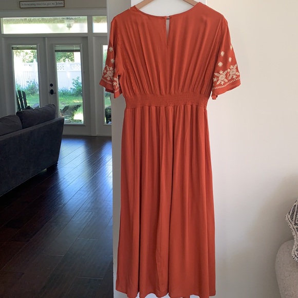 Boutique In Bloom burnt Orange boho midi dress M - Picture 9 of 10